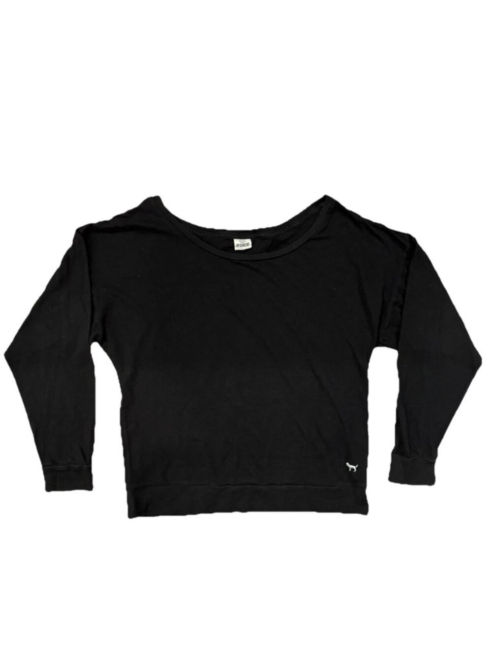 Y2K VTG Victoria's Secret Pink Long Sleeve Black Women’s Top Sz Medium